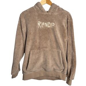 Ripndip Hoodie sweatshirt Tan brown Sherpa fleece men’s size small